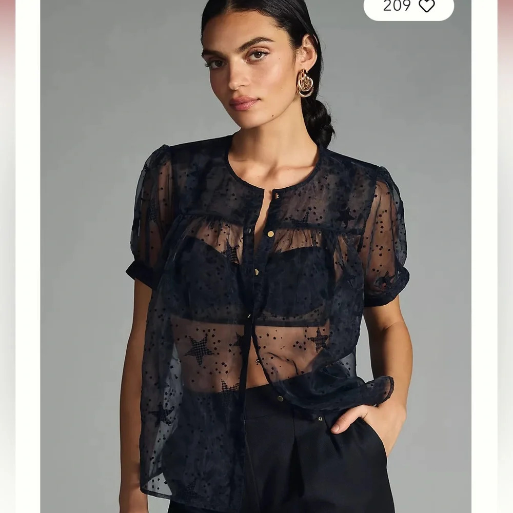 NWT Let Me Be Sheer Star Blouse Size Medium